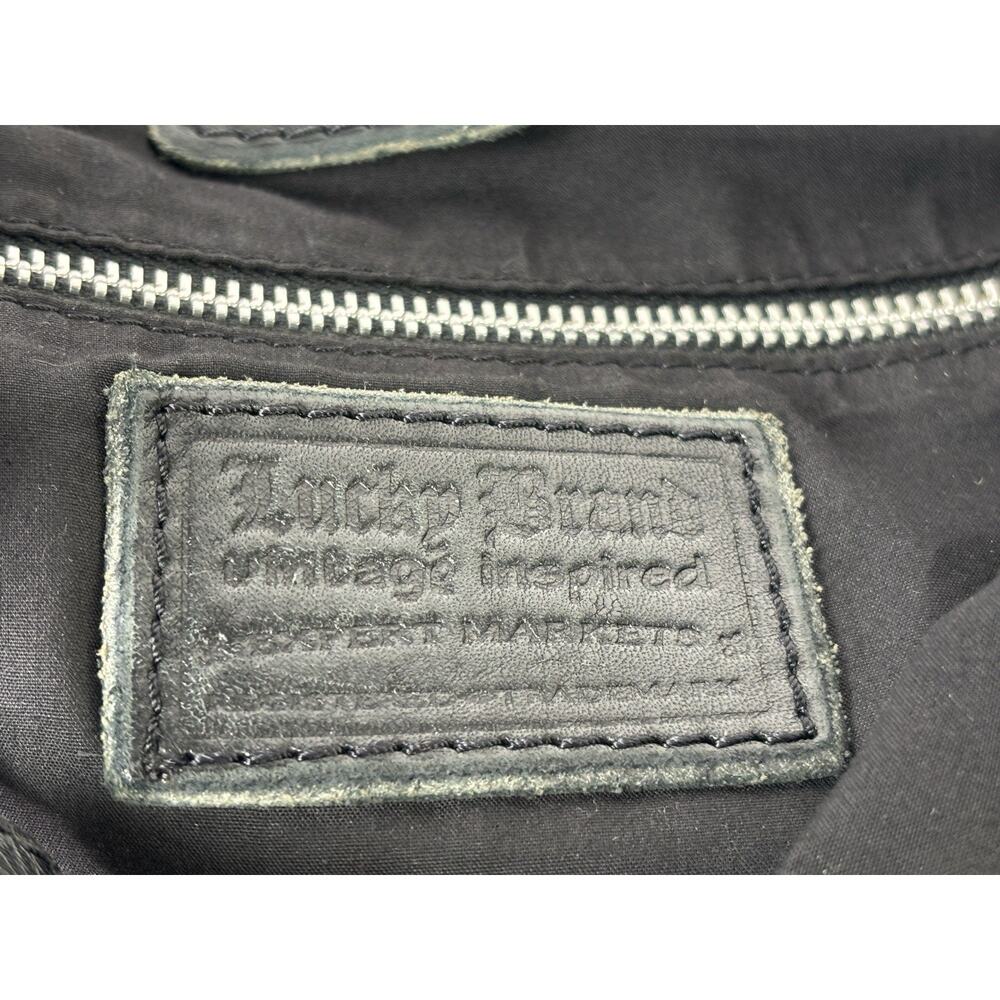 LUCKY BRAND Y2K Vintage Slouchy Whipstitch Hobo Shoulder Bag Black Leather - Picture 13 of 16